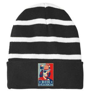 Ben Drankin Beer 4th Of July Retro Beer Lover Drinking Team Striped Beanie with Solid Band