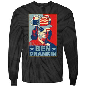 Ben Drankin Beer 4th Of July Retro Beer Lover Drinking Team Tie-Dye Long Sleeve Shirt