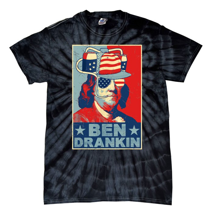 Ben Drankin Beer 4th Of July Retro Beer Lover Drinking Team Tie-Dye T-Shirt