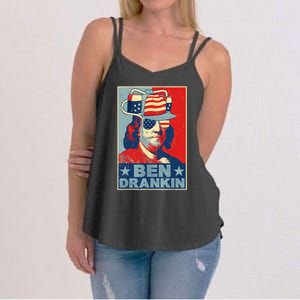 Ben Drankin Beer 4th Of July Retro Beer Lover Drinking Team Women's Strappy Tank