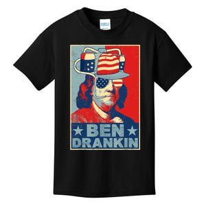 Ben Drankin Beer 4th Of July Retro Beer Lover Drinking Team Kids T-Shirt