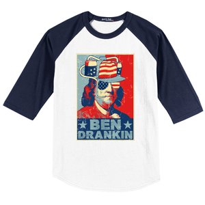 Ben Drankin Beer 4th Of July Retro Beer Lover Drinking Team Baseball Sleeve Shirt