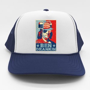 Ben Drankin Beer 4th Of July Retro Beer Lover Drinking Team Trucker Hat