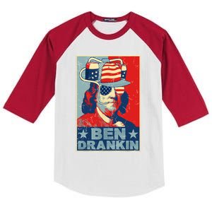 Ben Drankin Beer 4th Of July Retro Beer Lover Drinking Team Kids Colorblock Raglan Jersey