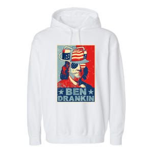 Ben Drankin Beer 4th Of July Retro Beer Lover Drinking Team Garment-Dyed Fleece Hoodie