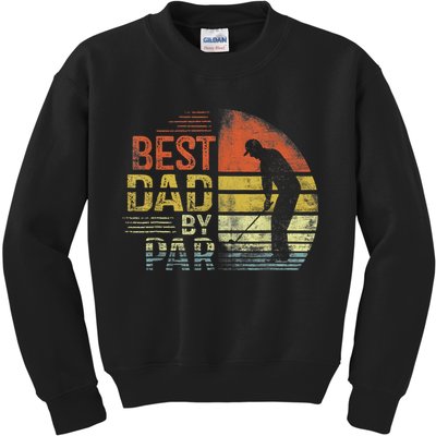 Best Dad By Par Retro Vintage Fathers Day Golf Lover Golfer Kids Sweatshirt