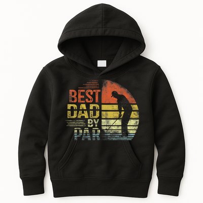 Best Dad By Par Retro Vintage Fathers Day Golf Lover Golfer Kids Hoodie