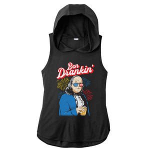 Ben Drankin’ Benjamin Drankin July 4th Ben Drankin Great Gift Ladies PosiCharge Tri-Blend Wicking Draft Hoodie Tank