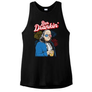 Ben Drankin’ Benjamin Drankin July 4th Ben Drankin Great Gift Ladies PosiCharge Tri-Blend Wicking Tank