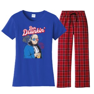 Ben Drankin’ Benjamin Drankin July 4th Ben Drankin Great Gift Women's Flannel Pajama Set