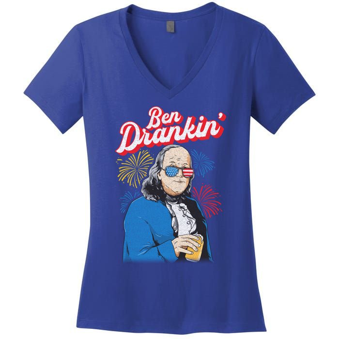 Ben Drankin’ Benjamin Drankin July 4th Ben Drankin Great Gift Women's V-Neck T-Shirt