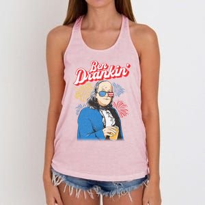 Ben Drankin’ Benjamin Drankin July 4th Ben Drankin Great Gift Women's Knotted Racerback Tank