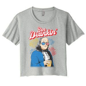 Ben Drankin’ Benjamin Drankin July 4th Ben Drankin Great Gift Women's Crop Top Tee