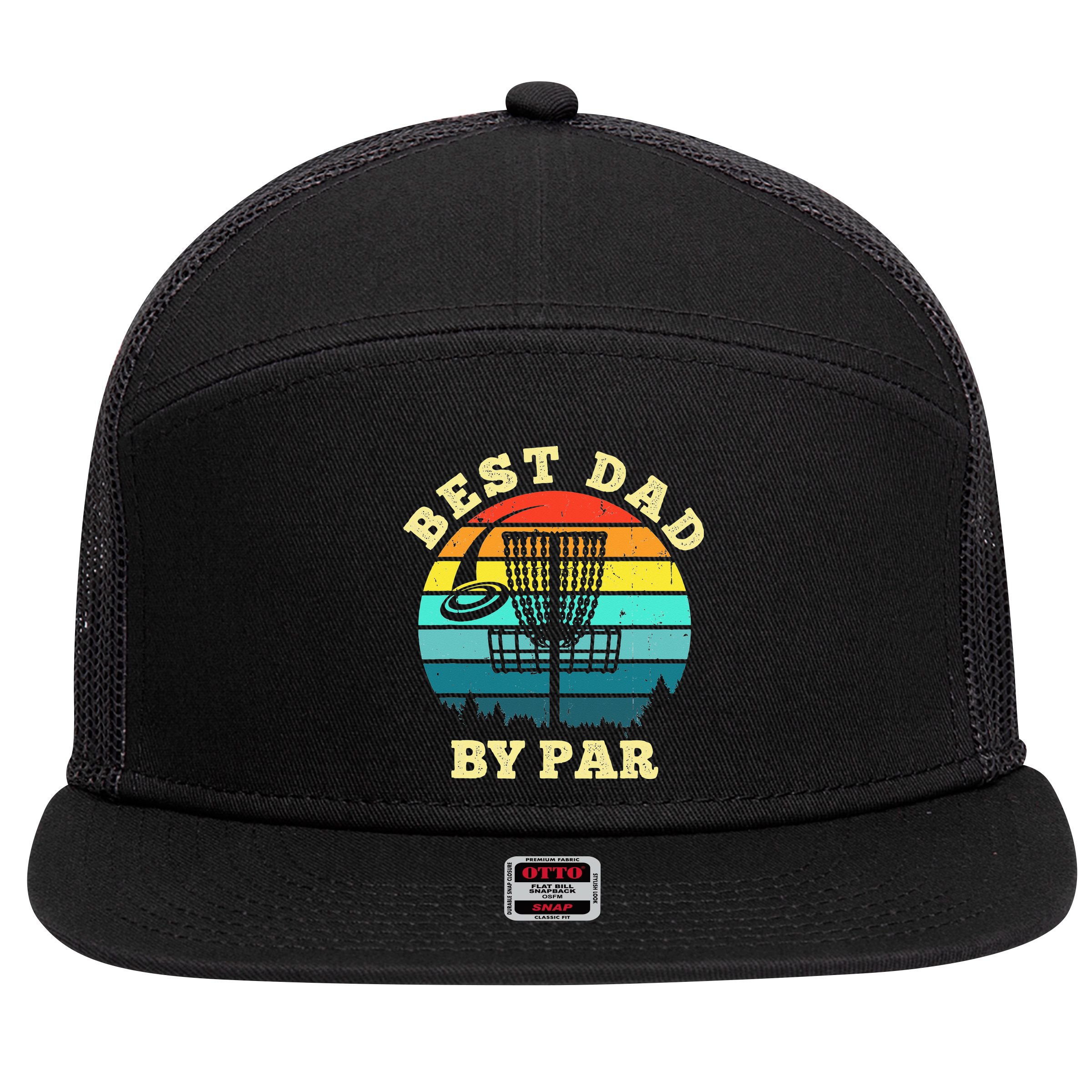 Best Dad By Par Disc Golf retro Frisbee Father's Day 7 Panel Mesh Trucker Snapback Hat