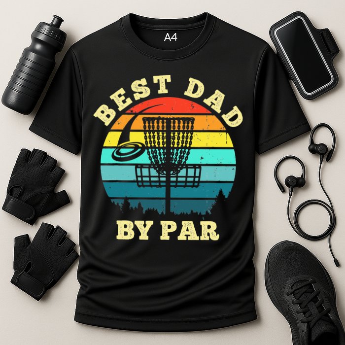 Best Dad By Par Disc Golf retro Frisbee Father's Day Cooling Performance Crew T-Shirt