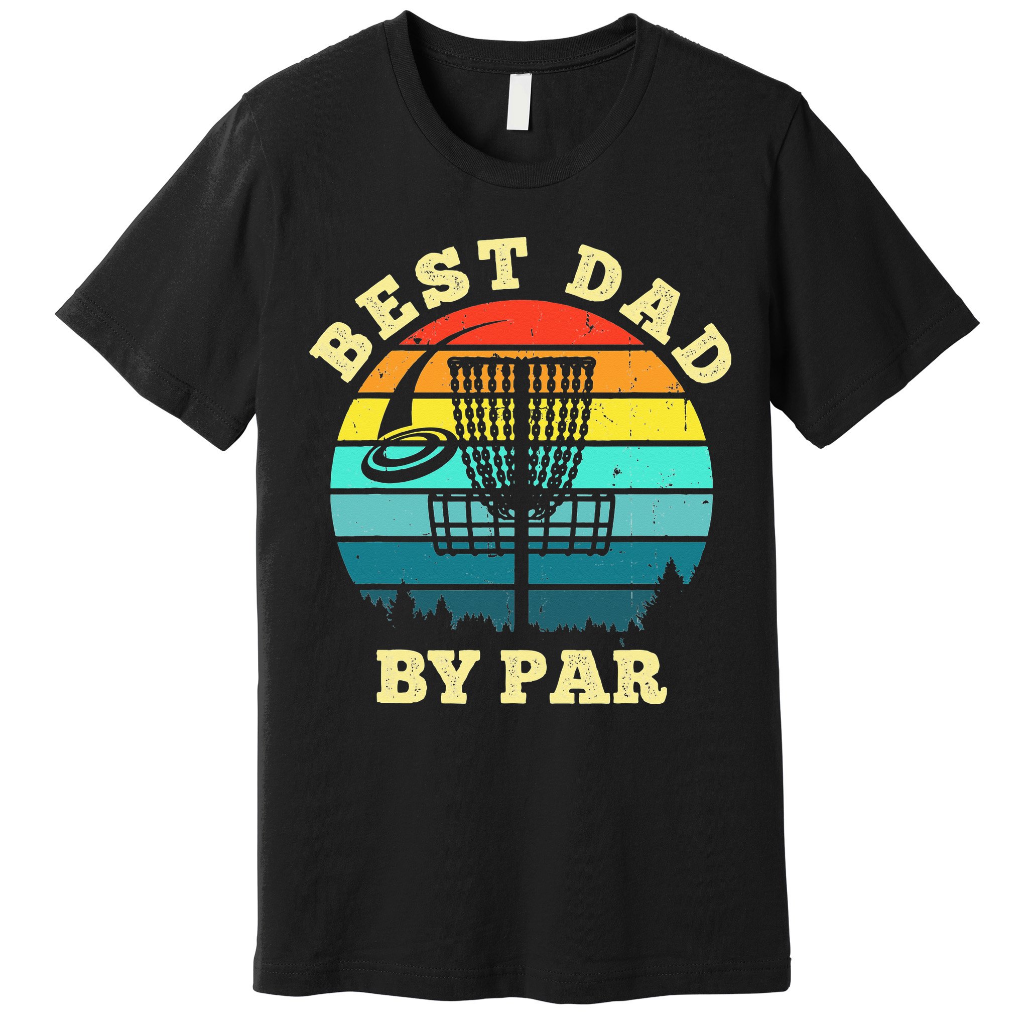 Best Dad By Par Disc Golf retro Frisbee Father's Day Premium T-Shirt