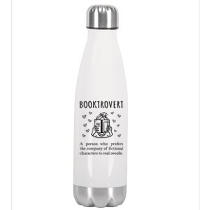 Booktrovert Definition Book Introvert Bookworm Librarian Gift Stainless Steel Insulated Water Bottle