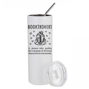 Booktrovert Definition Book Introvert Bookworm Librarian Gift Stainless Steel Tumbler