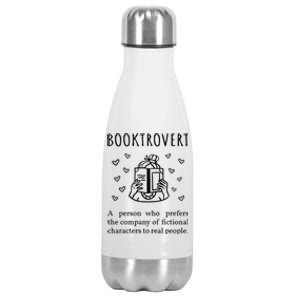 Booktrovert Definition Book Introvert Bookworm Librarian Gift Stainless Steel Insulated Water Bottle