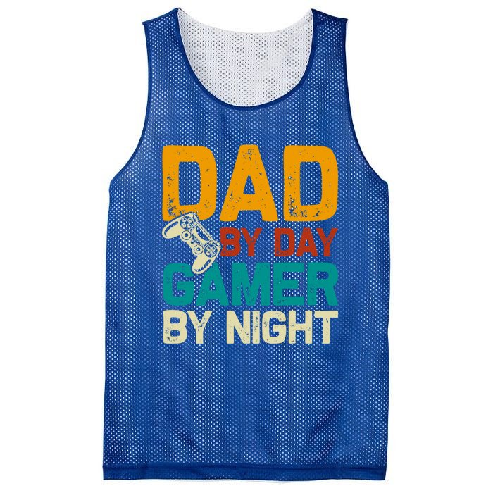 Birthday Dad By Day Gamer By Night Funny Gift Mesh Reversible Basketball Jersey Tank