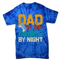 Birthday Dad By Day Gamer By Night Funny Gift Tie-Dye T-Shirt