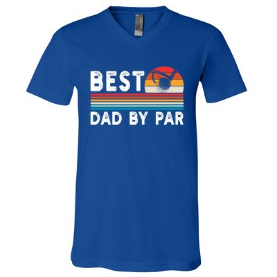 Best Dad By Par Golf Funny Golf Golfing FatherS Day Golfer Great Gift V-Neck T-Shirt