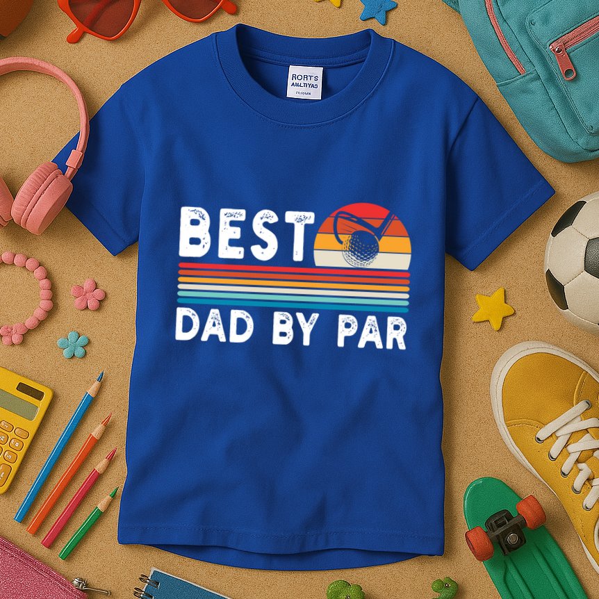 Best Dad By Par Golf Funny Golf Golfing FatherS Day Golfer Great Gift Kids T-Shirt