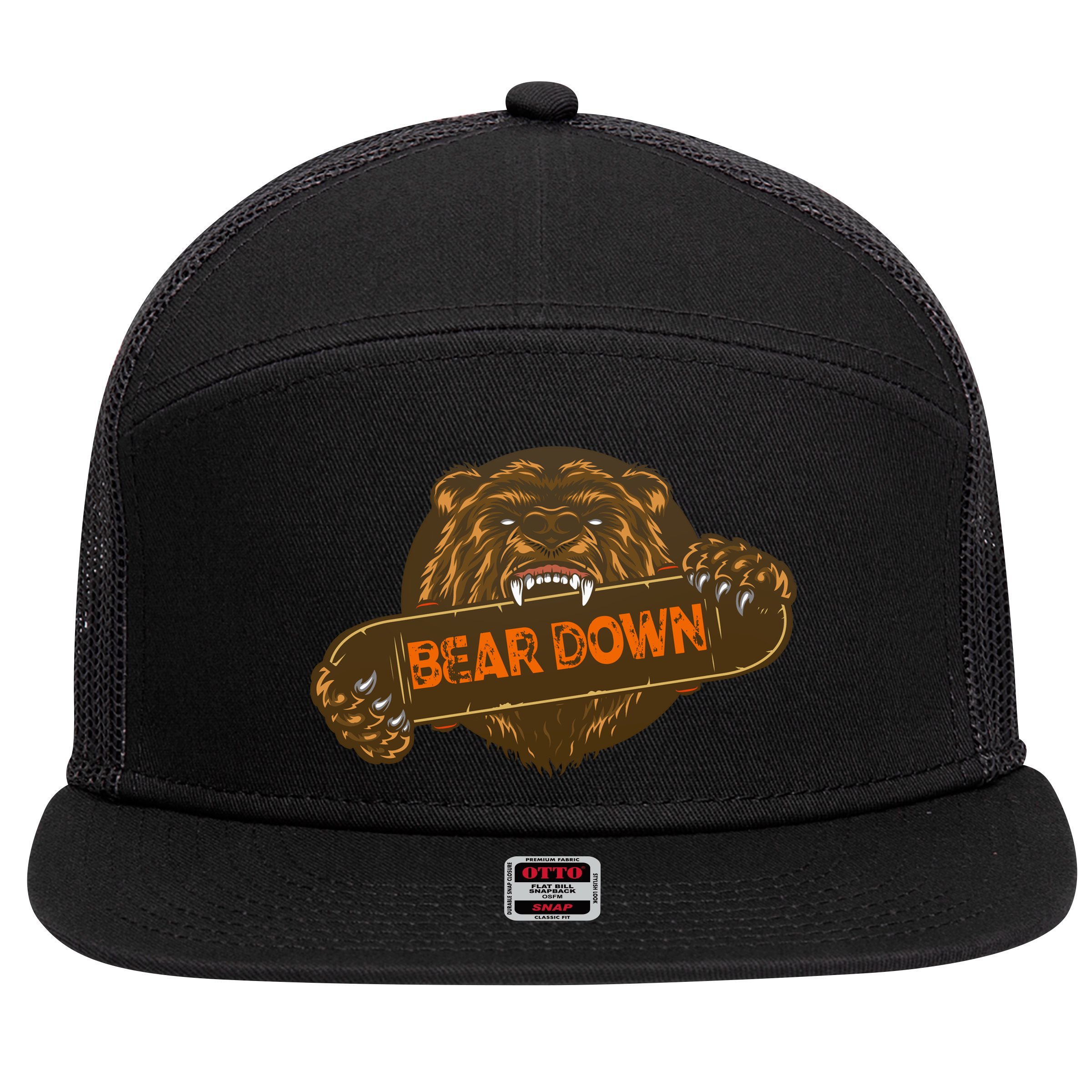 Bear Down Brown Bear 7 Panel Mesh Trucker Snapback Hat