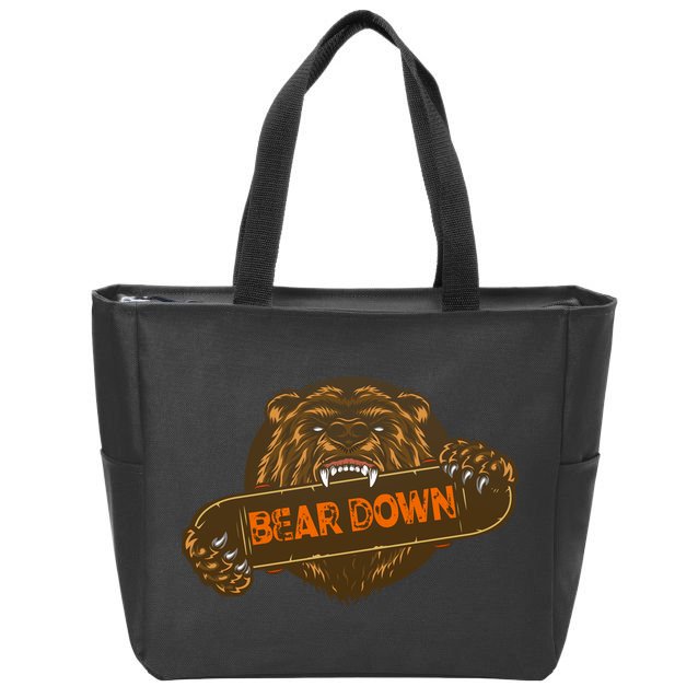 Bear Down Brown Bear Zip Tote Bag
