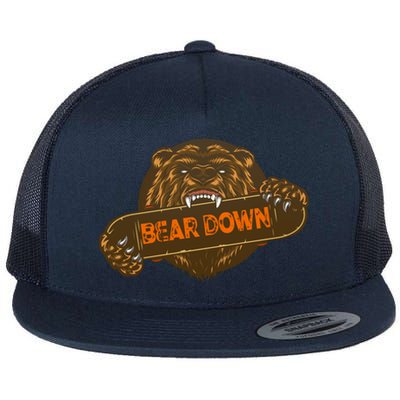 Bear Down Brown Bear Flat Bill Trucker Hat