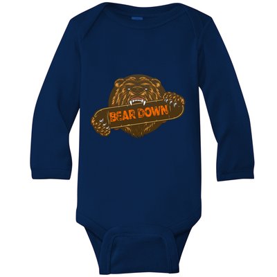 Bear Down Brown Bear Baby Long Sleeve Bodysuit