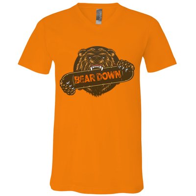 Bear Down Brown Bear V-Neck T-Shirt