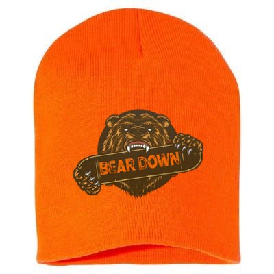 Bear Down Brown Bear Short Acrylic Beanie