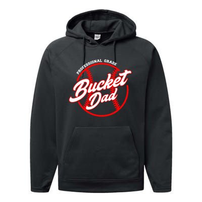 Bucket Dad Baseball Softball Pitcher Catcher Performance Fleece Hoodie