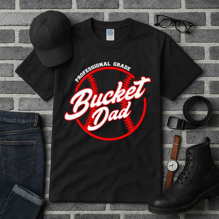 Bucket Dad Baseball Softball Pitcher Catcher Tall T-Shirt