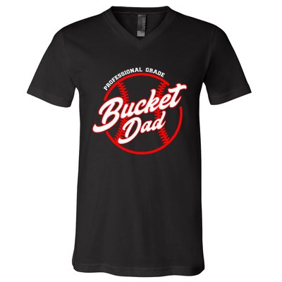 Bucket Dad Baseball Softball Pitcher Catcher V-Neck T-Shirt