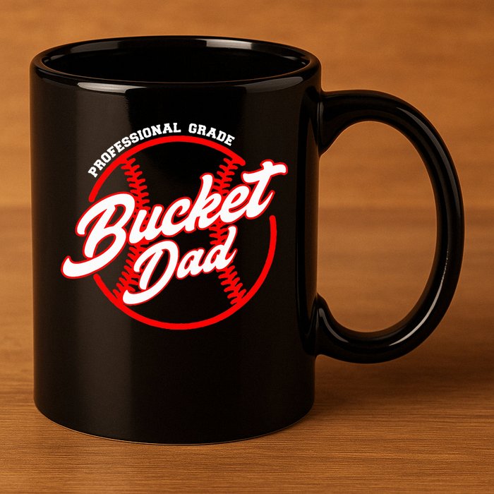 Bucket Dad Baseball Softball Pitcher Catcher 11oz C Handle Ceramic Mug