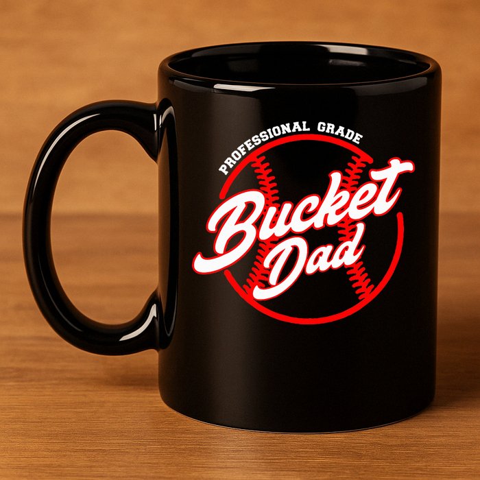 Bucket Dad Baseball Softball Pitcher Catcher 11oz C Handle Ceramic Mug