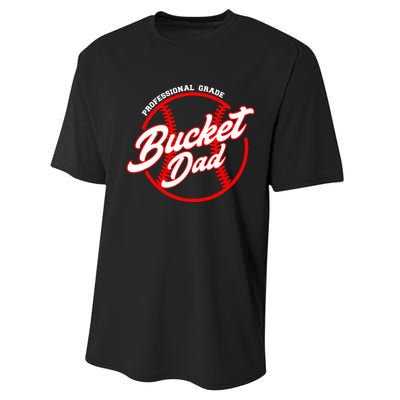 Bucket Dad Baseball Softball Pitcher Catcher Performance Sprint T-Shirt