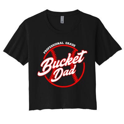 Bucket Dad Baseball Softball Pitcher Catcher Women's Crop Top Tee