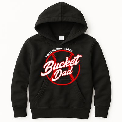 Bucket Dad Baseball Softball Pitcher Catcher Kids Hoodie