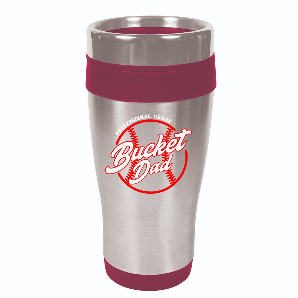 Bucket Dad Baseball Softball Pitcher Catcher 16oz Travel Tumbler