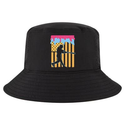 Baseball Drip Bat B.oys Ice Cream American Flag 4th Of July Cool Comfort Performance Bucket Hat