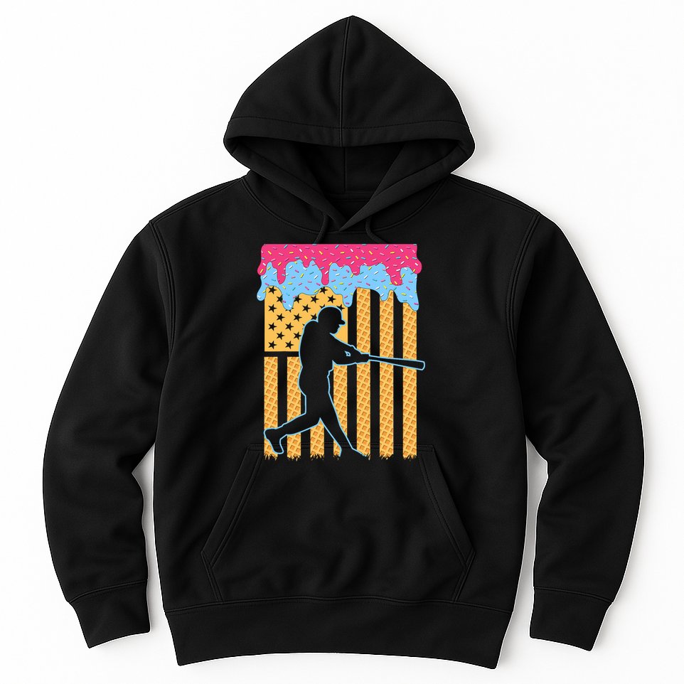 Baseball Drip Bat B.oys Ice Cream American Flag 4th Of July Hoodie