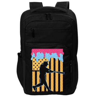 Baseball Drip Bat B.oys Ice Cream American Flag 4th Of July Impact Tech Backpack