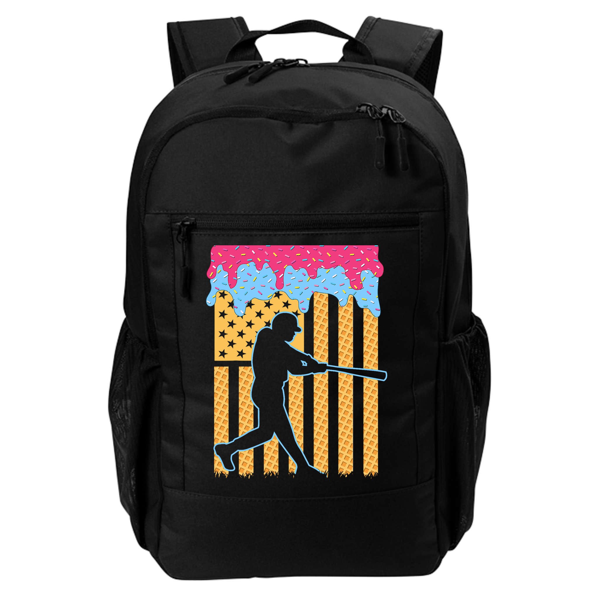 Baseball Drip Bat B.oys Ice Cream American Flag 4th Of July Backpack