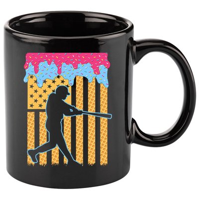 Baseball Drip Bat B.oys Ice Cream American Flag 4th Of July 11oz C Handle Ceramic Mug