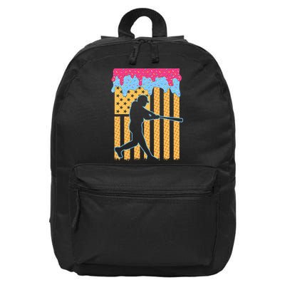 Baseball Drip Bat B.oys Ice Cream American Flag 4th Of July 16 in Basic Backpack