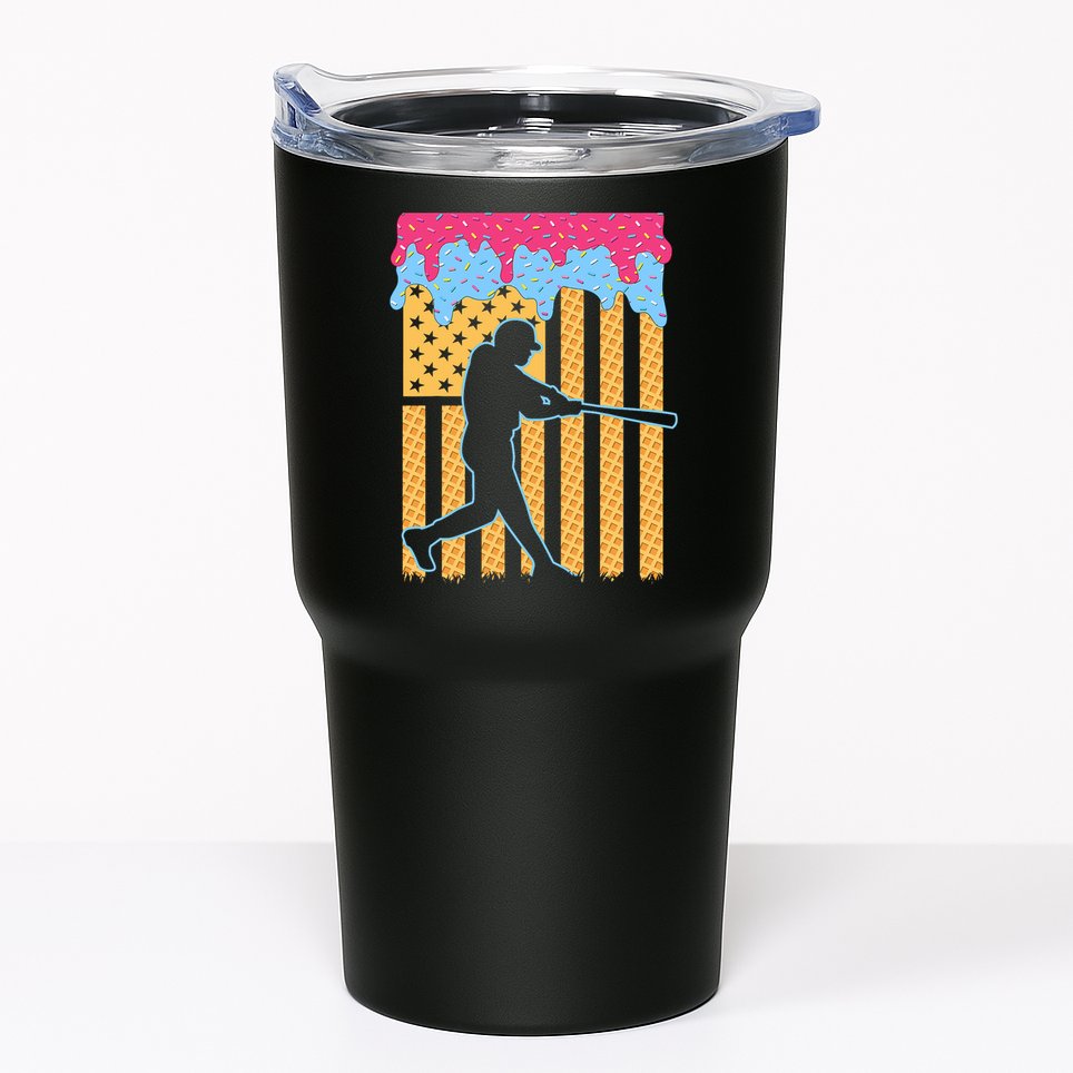 Baseball Drip Bat B.oys Ice Cream American Flag 4th Of July Tumbler