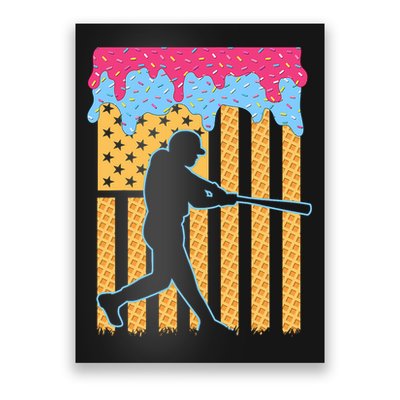 Baseball Drip Bat B.oys Ice Cream American Flag 4th Of July Poster